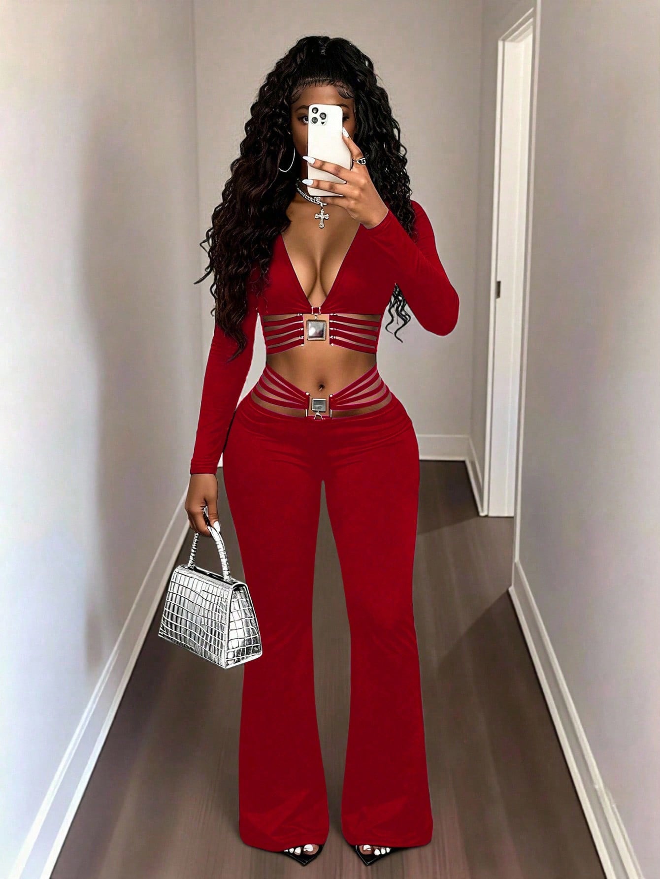 Black high-waist flared active pants with tummy-control and butt-lifting features from Flip Styles, shown on a model.