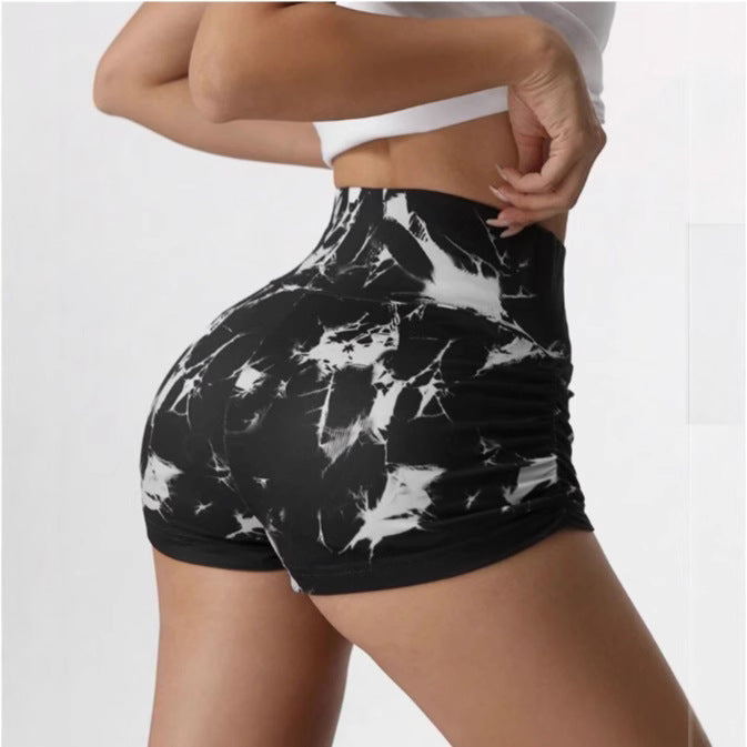 Halloween Skull Print Cropped Pleated Leggings by Flip Styles featuring skull designs and pleated details for active wear.