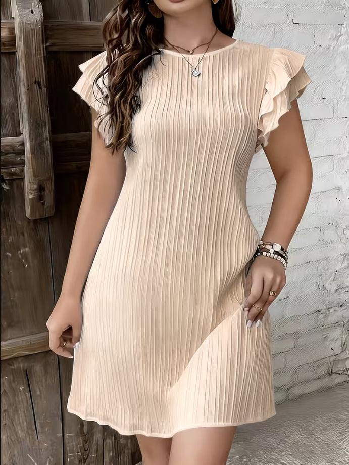 Flip Styles high-end pleated ruffle patchwork dress with solid color design, featuring stylish active top details and elegant fabric.