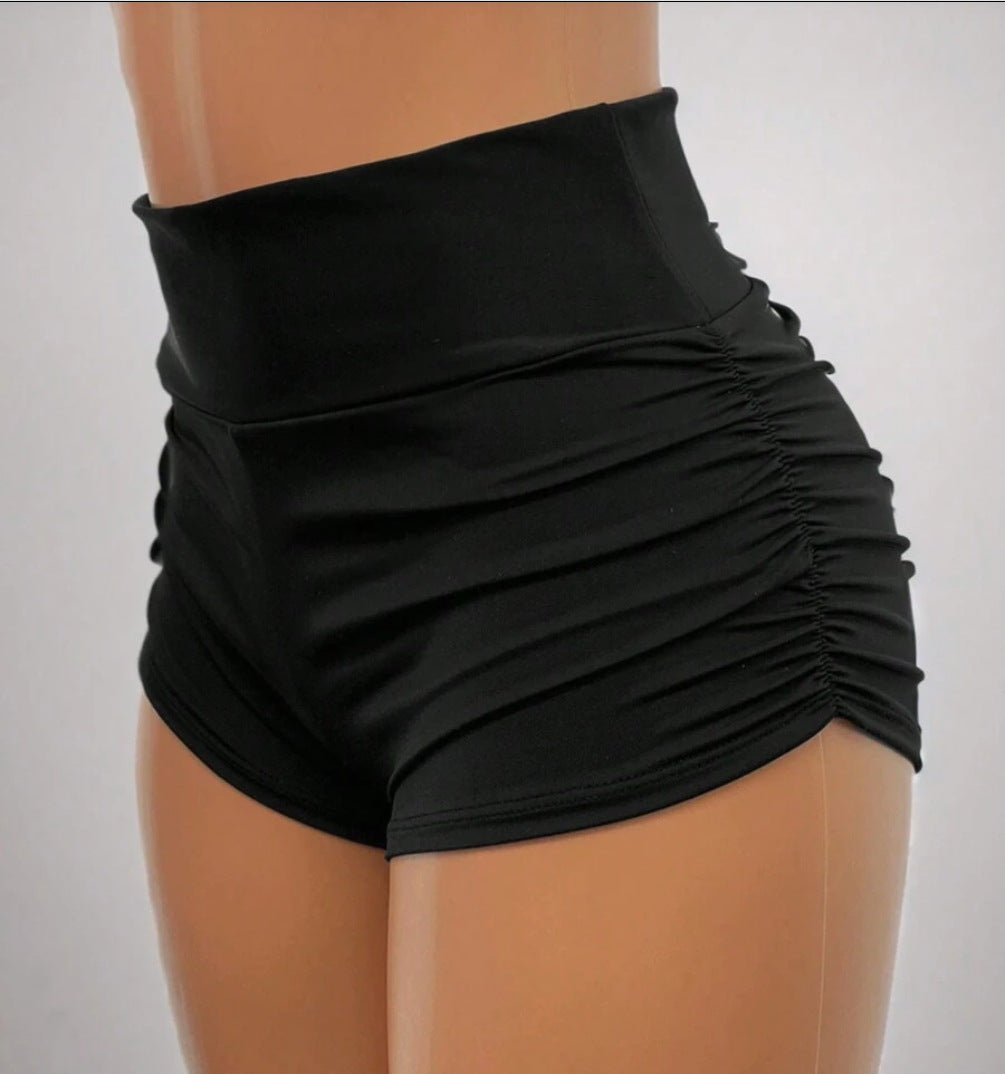 Halloween Skull Print Cropped Leggings by Flip Styles featuring pleated design and active wear style with spooky skull pattern.